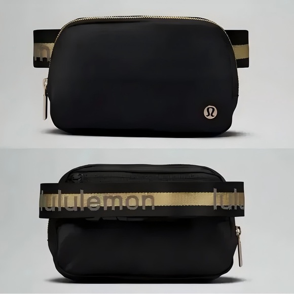 🖤Lululemon Everywhere Crossbody Belt Bag Wordmark Black/Gold